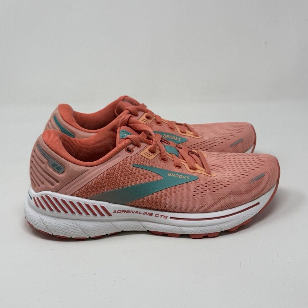 Brooks Adrenaline GTS 22 Shoes Womens 7 M Orange Peach Running Walking Sneakers